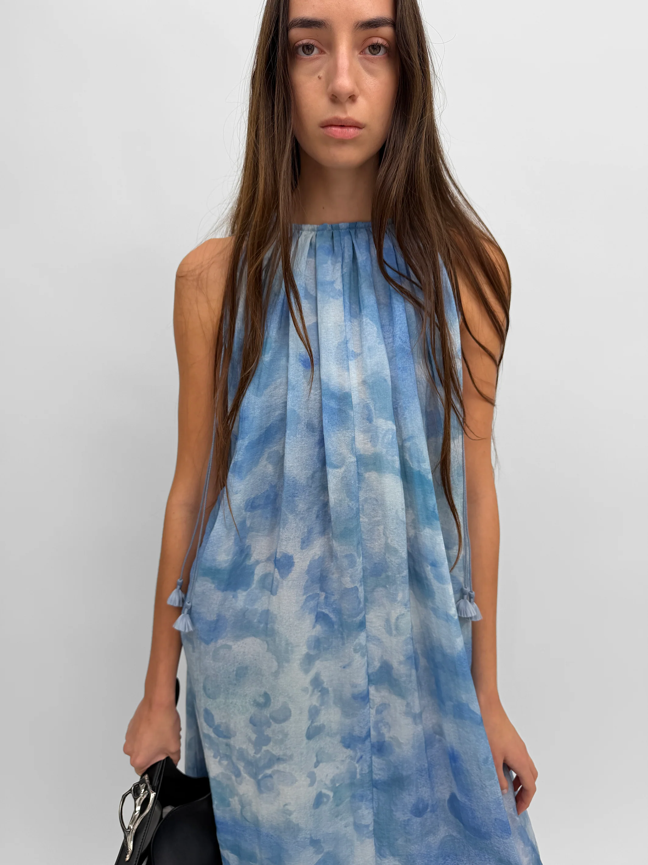The Lobelia maxi halterneck dress in Clouds - Image 3