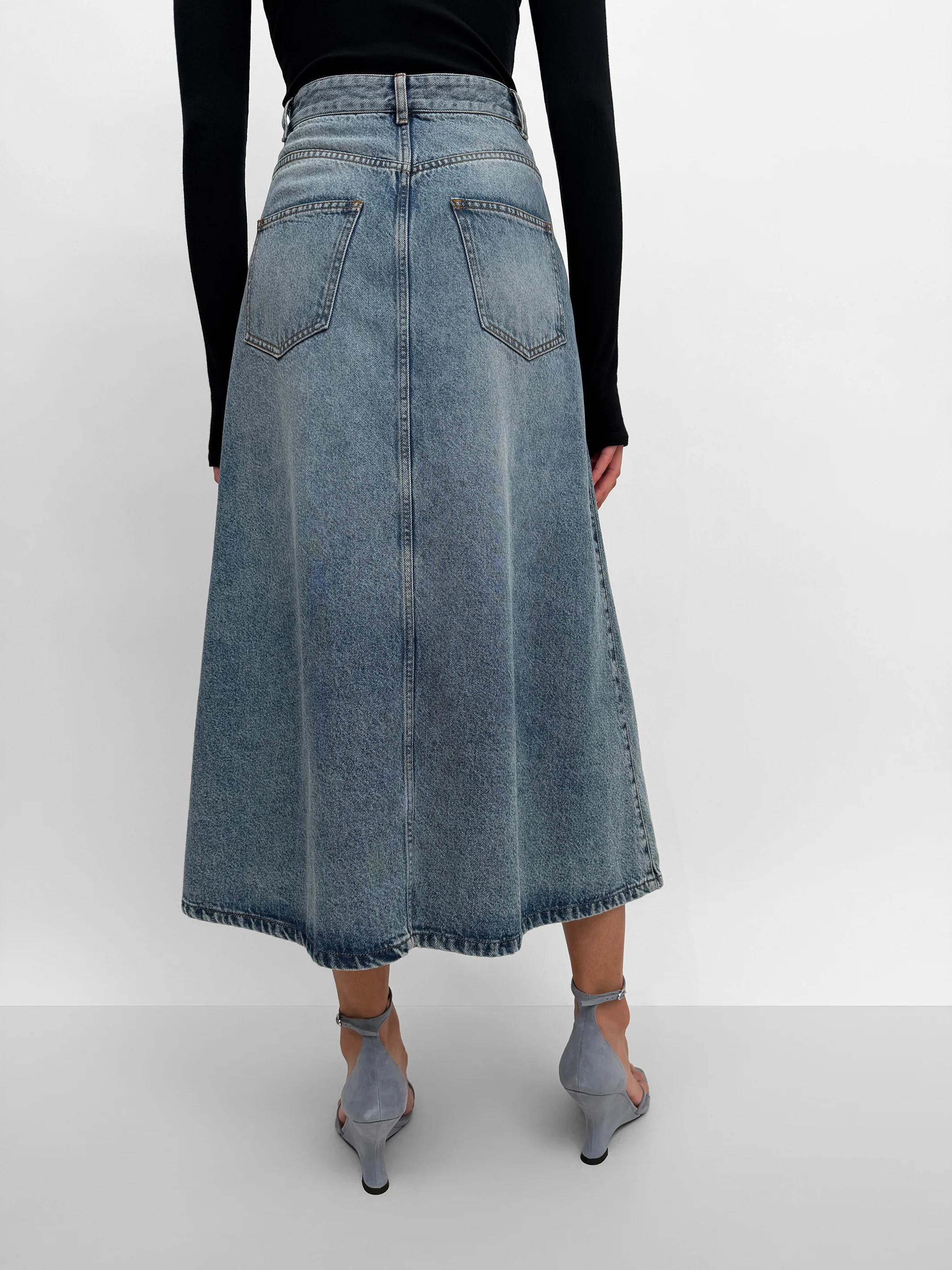 The London mid-calf denim skirt - Image 4