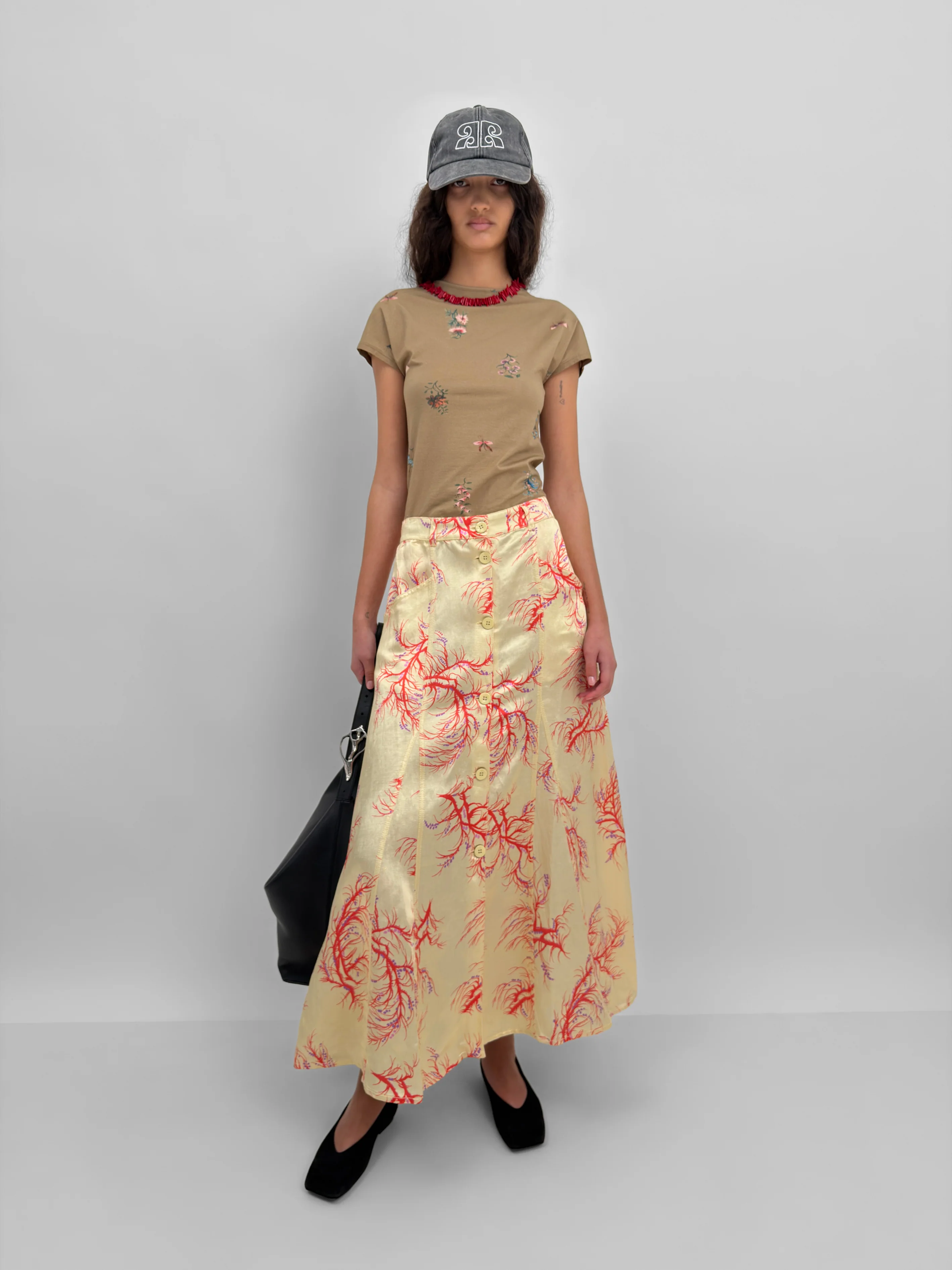 The London mid-calf skirt in Seaweed - Image 2