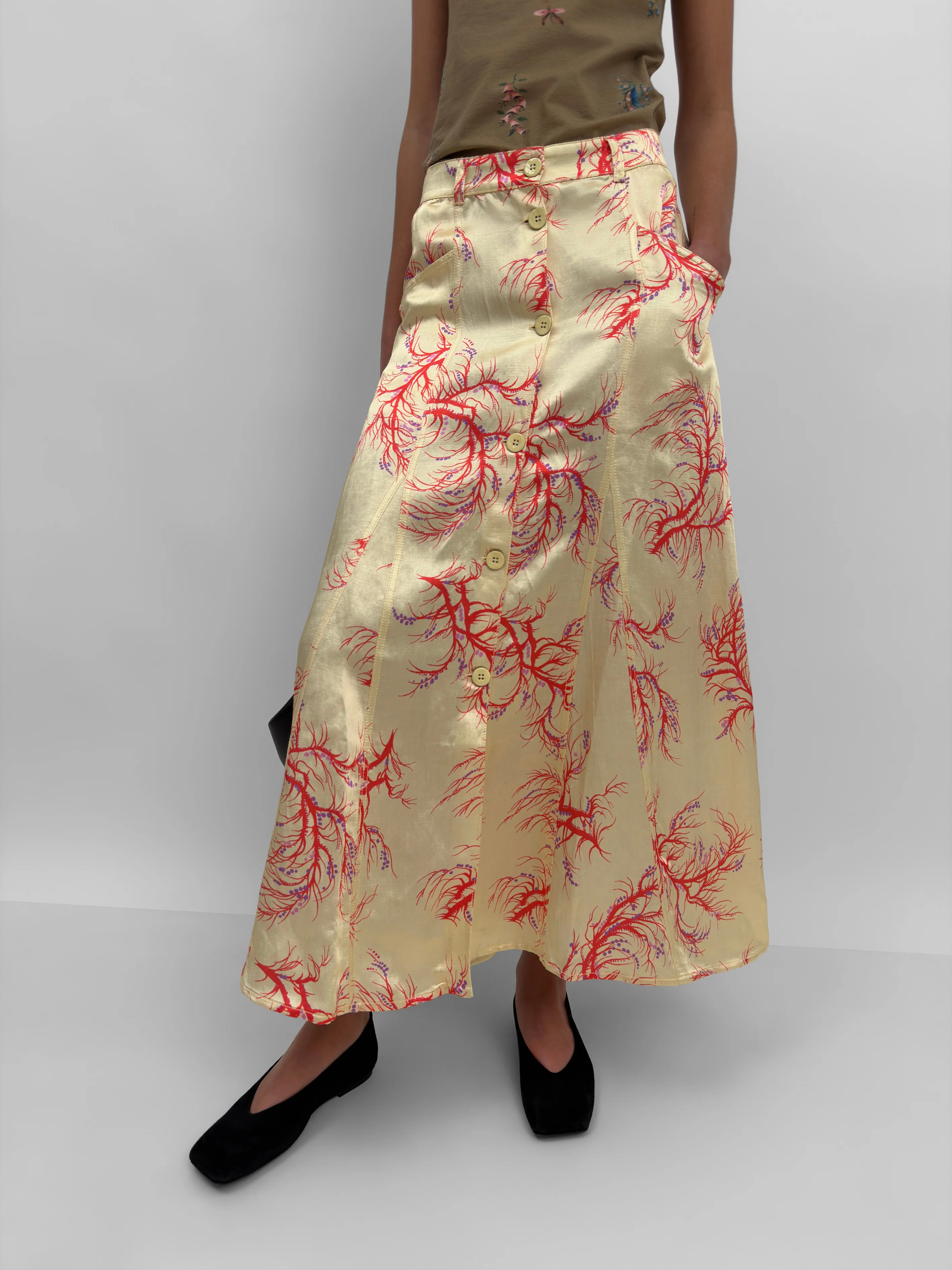The London mid-calf skirt in Seaweed - Image 6