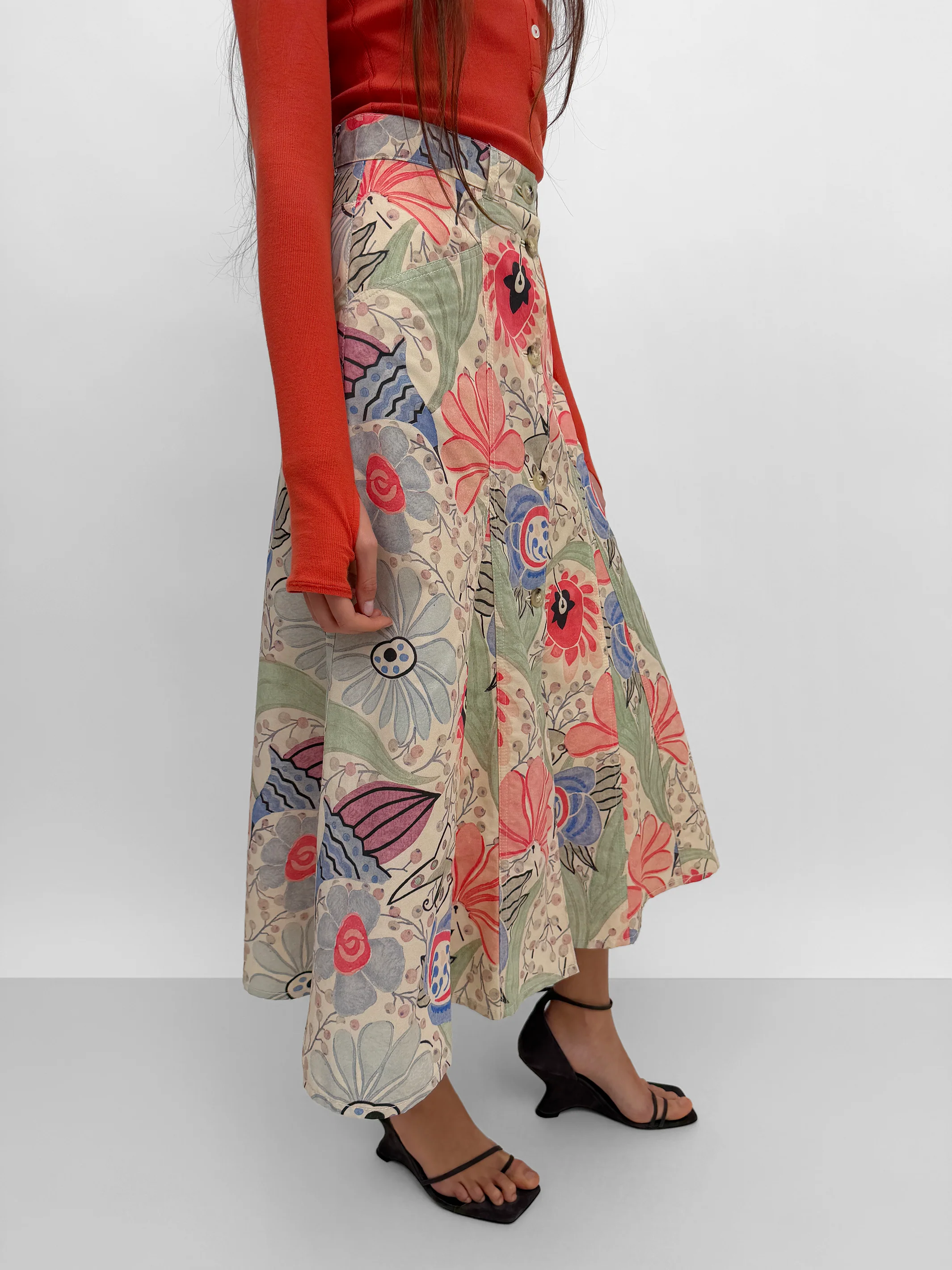 The London mid-calf skirt in print - Image 4