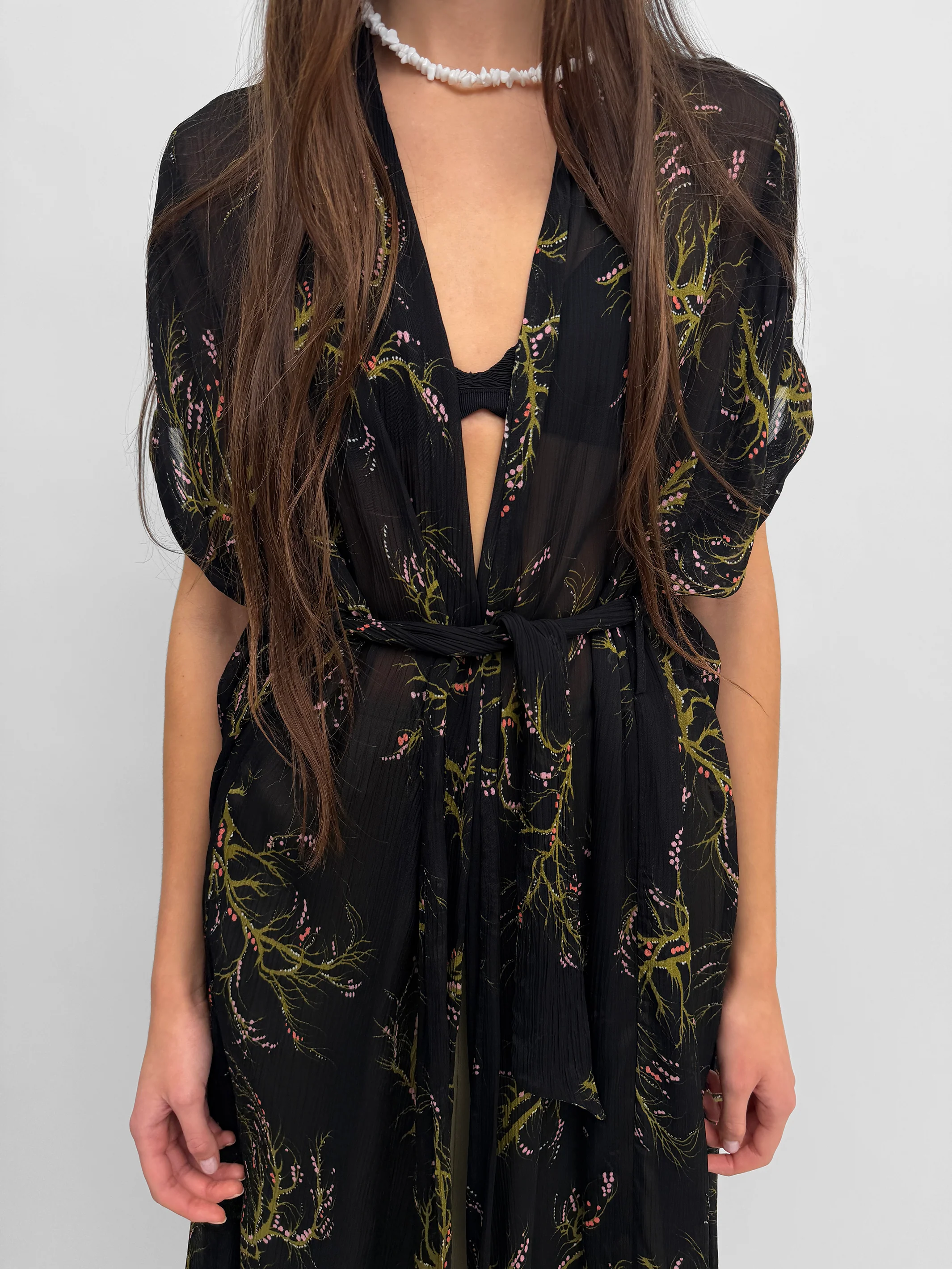 The Olympia wrap caftan dress in Seaweed - Image 3